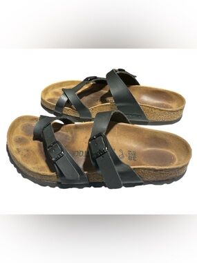 BUY NOW $39 AS IS. Birkenstock Mayari Black Strappy Cork Footbed Sandals
